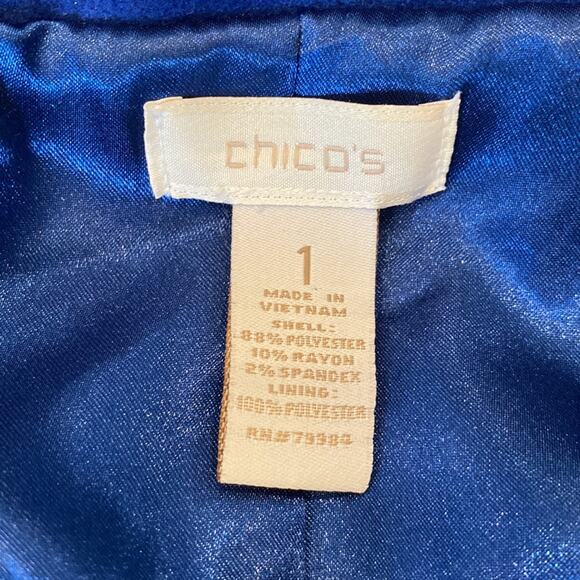 CHICO'S Blue Medium Weight Fully Lined Jacket Medium 8/10 - Picture 5 of 10
